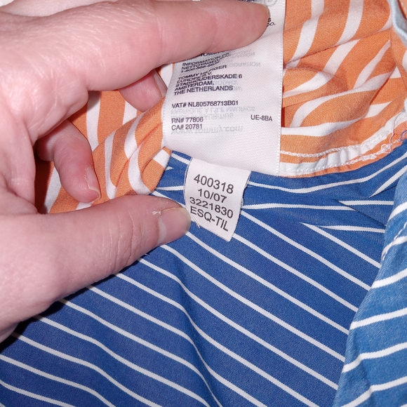 Tommy Hilfiger Mens XL Colorblock Stripe Button Up Shirt 2 Ply Cotton Y2K 90s - Picture 11 of 11